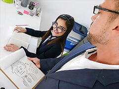 Emily Willis has not been performing well in school so her parents hired a hard ass tutor for her. He threw all traditional education techniques out the window, bent emily over his knees, and gave her a stiff spanking with a heavy book. Emily started to only laugh and get pleasure from this, which was really off putting for her tutor. He tooks things to the next level and began to grope her and fiddle with her pussy. Before long she was sucking his cock, getting impaled by his dick.video