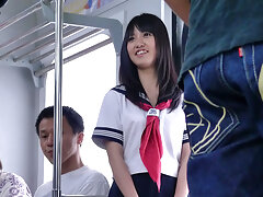 Adorable schoolgirl, Yayoi Yoshino likes to travel with trains because almost every time some elderly guys use an opportunity to touch her or even fuck her good, which she likes a lot. Today she got gangbanged on her way home from school and loved itvideo